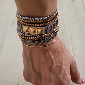 Santo Pecado Gold and Silver Beaded Bracelet